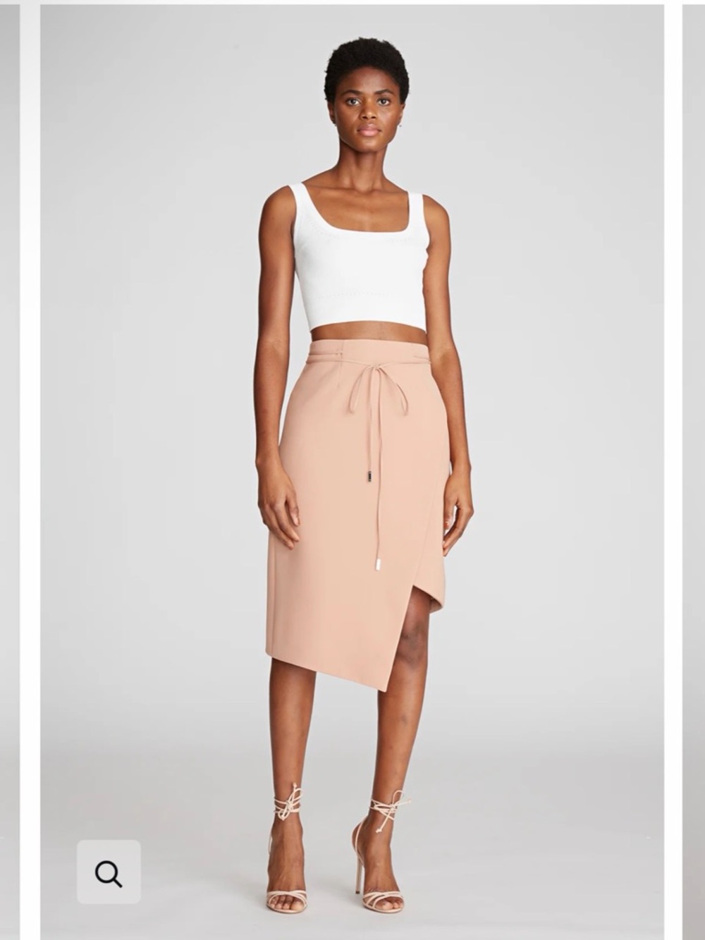 Halston Heritage Blush Asymmetrical Midi Skirt with Drawstring